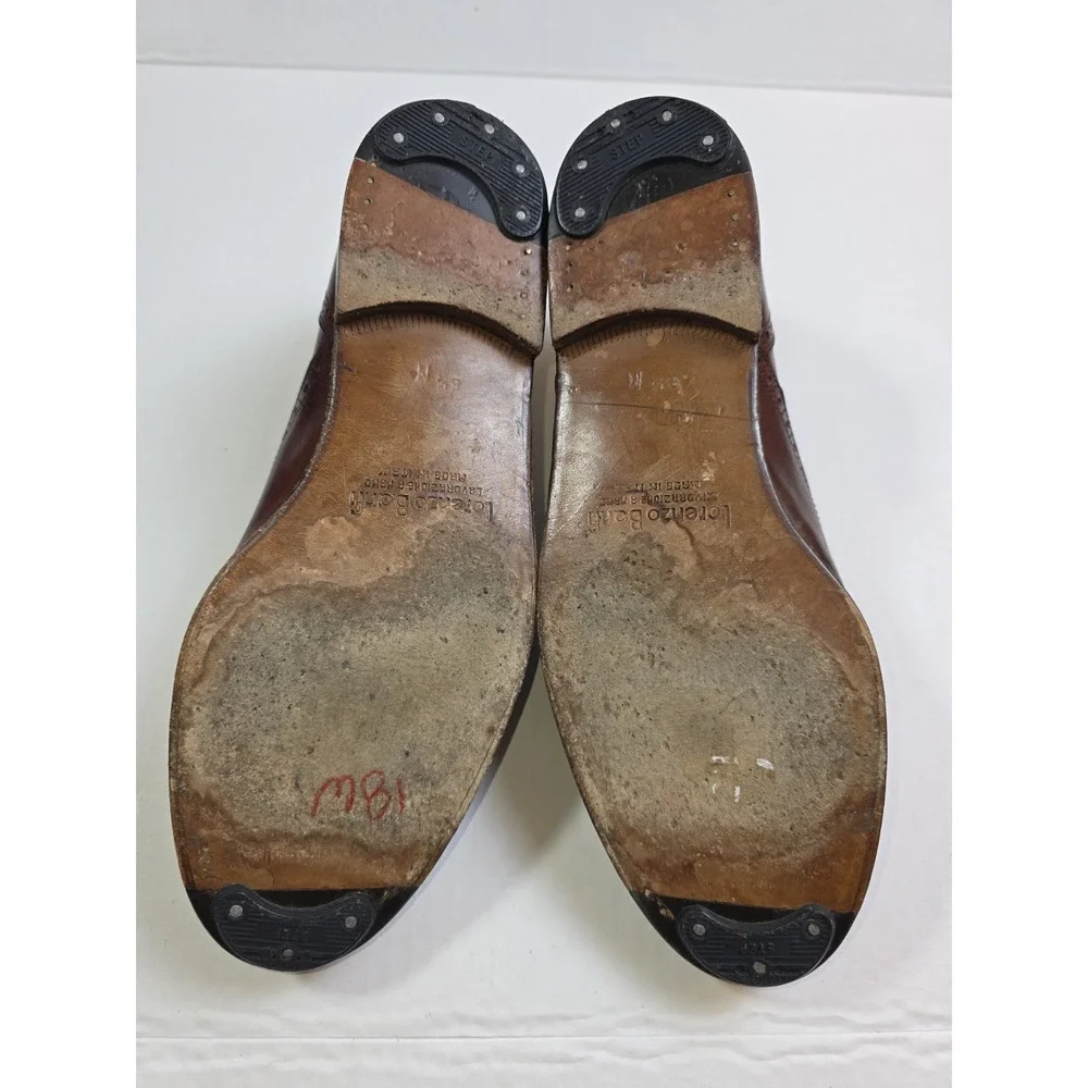 Lorenzo Banfi Mens Dress Shoes Vintage Leather Made In Italy Oxford Sz 8.5